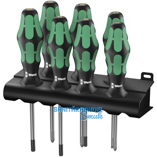 WERA Schraubendreher-Satz 335/350/367/7+Rack Schlitz/Pozidriv/Phillips/Torx7-tlg