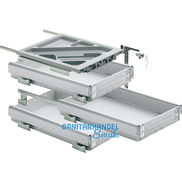 HETTICH SYSTEMA TOP 2000 Container-Set Silent System, Teilauszug, ET 530 mm, alu