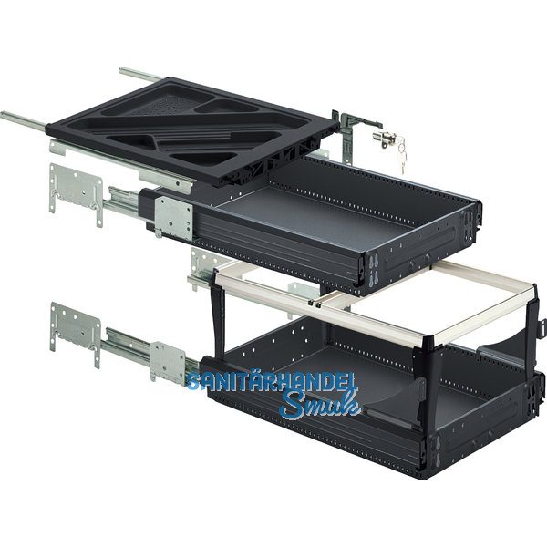 HETTICH SYSTEMA TOP 2000 Container-Set Sil Sys,Voll-/berauszug,ET 730,schw.