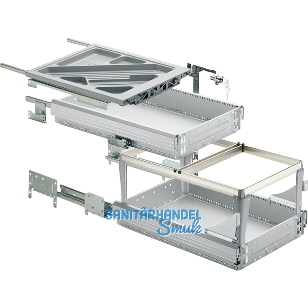 HETTICH SYSTEMA TOP 2000 Container-Set Sil Sys, Teil-/berauszug, ET 730, alu