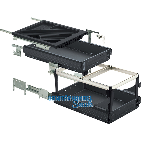 HETTICH SYSTEMA TOP 2000 Container-Set Sil Sys, Teil-/berauszug, ET 730,schw.