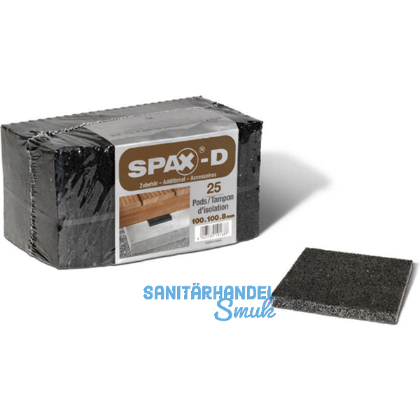 SPAX-Pads 100x100x8 mm fr Terrassenbden 25 Stck pro Packung