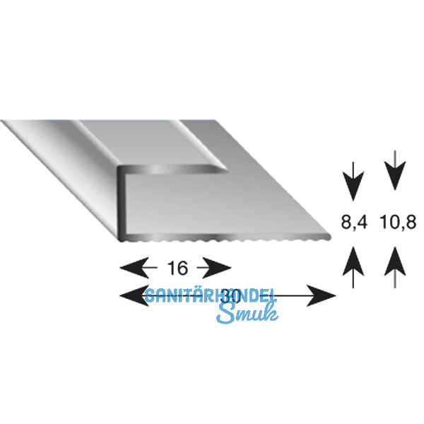 Gleitabschlussprofil U Alu silber eloxiert 8/2700 mm
