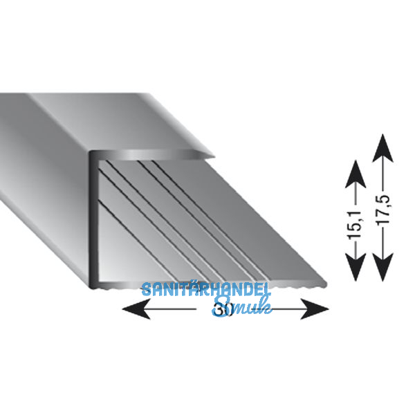 Gleitabschlussprofil U Alu silber eloxiert 15/2700 mm