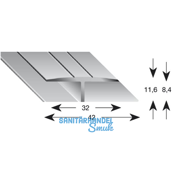Gleitabschlussprofil H Alu silber eloxiert 8/2700 mm