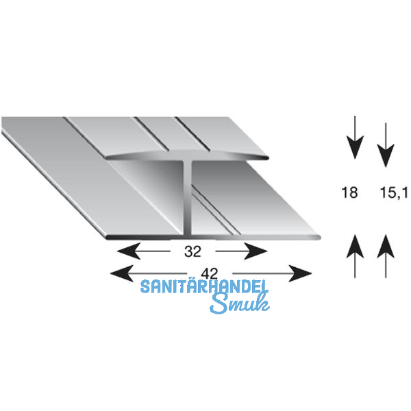Gleitabschlussprofil H Alu silber eloxiert 15/2700 mm