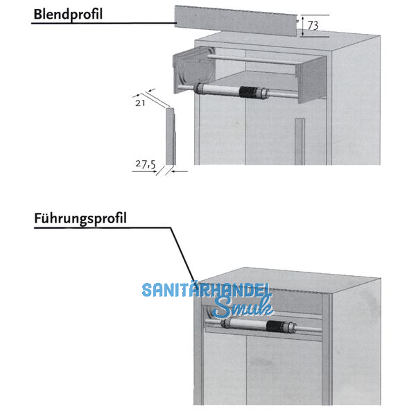 Smart Case Beschlag-Kassettenmodul, KB 900 mm, Aluminium Edelstahl Effekt