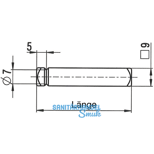 Drckerstift einseitig fr Standflgel 7676, 55 mm, Stahl verzinkt