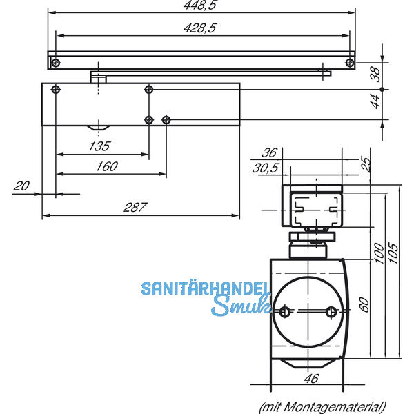 Gleitschiene BG ohne Feststellung fr TS 3000/5000 L, silber