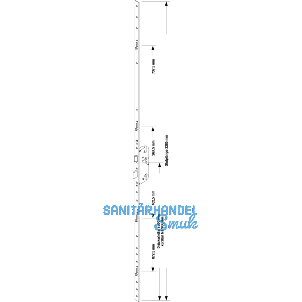 MFV-Schloss GU Secury R4 DIN, DM 65 mm,Stulp 2285 x 16 x 3 mm eckig,silberfrbig