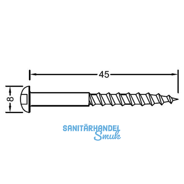 Flachkopf-Holzschraube fr Basisprofile 4,0 x 45 mm, Edelstahl
