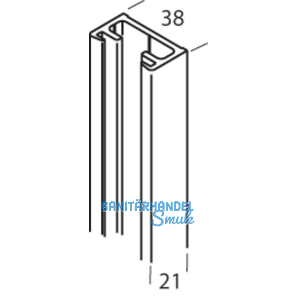 Wandprofil HAWA-Toplock, 2500 mm, Aluminium natur