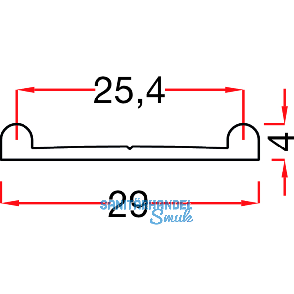 SCHCO DoppeL - Laufschiene unten, 4 x 29, Aluminium eloxiert