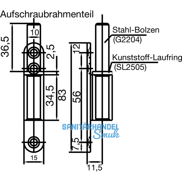 Trband Rahmenteil 10.407, Stahl verzinkt