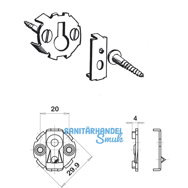 UWG-Verbinder,  30 mm, Einlasstiefe 4,5 mm, Stahl verzinkt