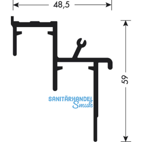 PS10 Doppelfhrungsschiene unten, Lnge 3050, Aluminium natur eloxiert