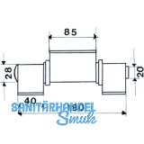 Anschweiband 3tlg.; geschl.; I-Lappen; Stahl blank; Stift 16 mm mit Messinring