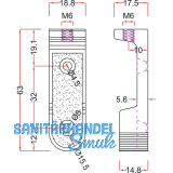 Schrankrohrlager Oval 6 fr Schrankrohr 30 x 15 mm, Zink vernickelt