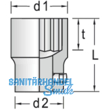 GEDORE Steckschlssel-Einsatz D21 DIN3124 1\vierkant 46.0 mm zwlfkant