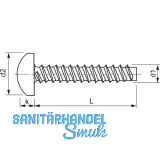 DIN7981F 3.3x16 Phillips-KS verzinkt Linsen-Blechschrauben stumpf ~ISO7049